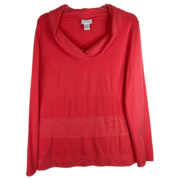 Soft Surroundings Medium Tunic Top‎ Orange Pink Cowl Neck Solid Stretch 594 - Picture 1 of 8
